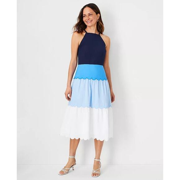 Ann Taylor Dresses & Skirts - Ann Taylor Colorblock Scallop Midi Dress